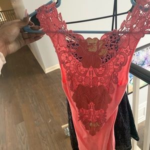 Sea island shirt and floral pink tank top